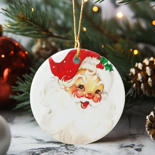 Vintag Jolly Santa Claus Weihnachten Keramik Ornament