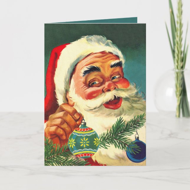 Vintag Jolly Santa Claus Weihnachtskarte Feiertagskarte (Vorderseite)