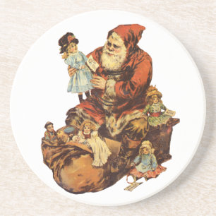 Vintag Jolly St. Nick Getränkeuntersetzer