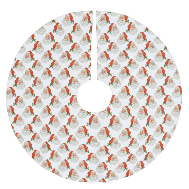 Vintag Jolly St. Nick Weihnachten Polyester Weihnachtsbaumdecke (Vorderseite)