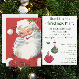 Vintag Jolly Winking Santa Claus, Weihnachts-Party Einladung