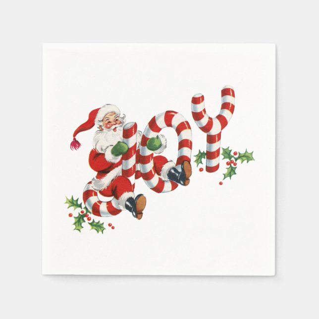 Vintag Joy Santa Serviette (Vorderseite)