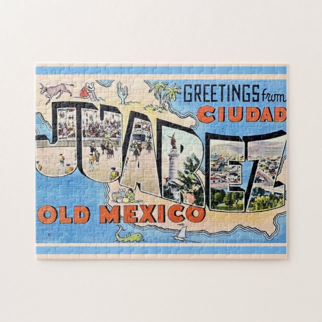 Vintag Juarez Mexico Postcard Puzzle (Horizontal)
