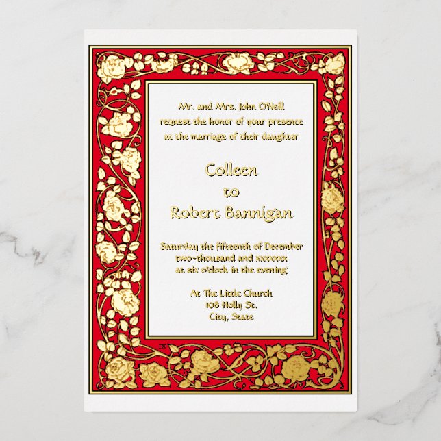 Vintag Jugendstil 1906 Rose Weinroute Mendrisiotto Folieneinladung (Vorderseite)