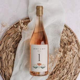 Vintag Jugendstil Wein Flasche Tischnummer Weinetikett