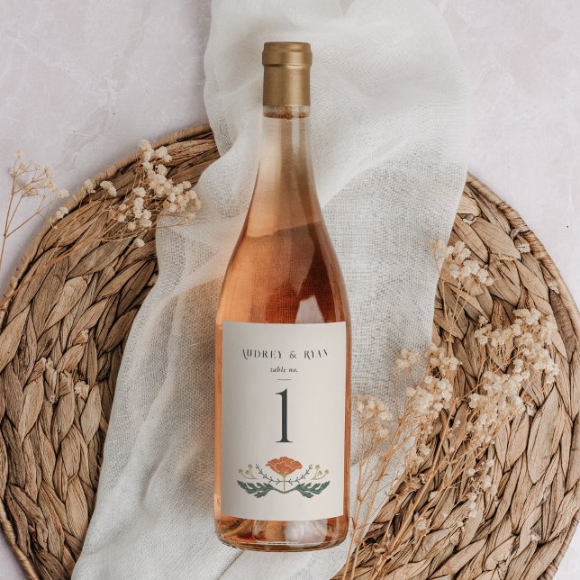 Vintag Jugendstil Wein Flasche Tischnummer Weinetikett (Vintage Art Nouveau Wine Bottle Table Number)