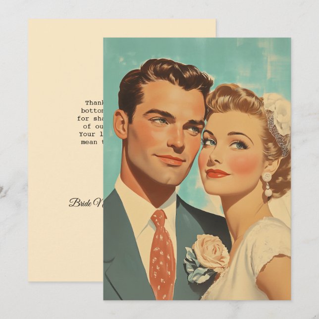 Vintag Just Married Bliss Einladung (Vorne/Hinten)