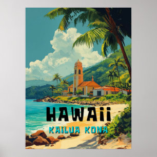 Vintag Kailua Kona Hawaii Beach Poster
