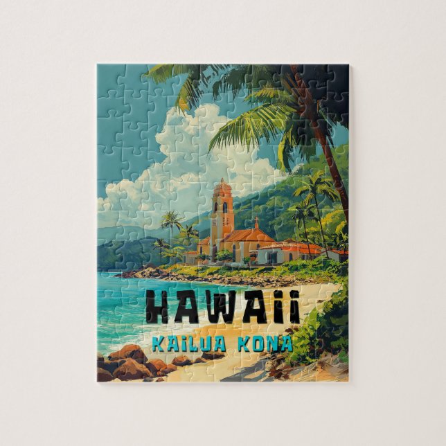 Vintag Kailua Kona Hawaii Beach Puzzle (Vertikal)
