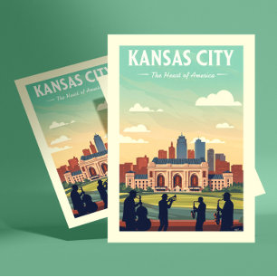 Vintag Kansas City Postkarte