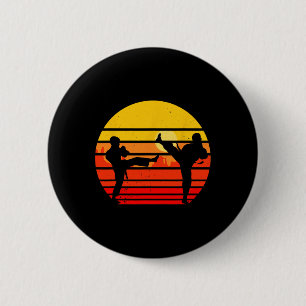 Vintag Karate Kids Martial Arts Fighter Retro Kar Button