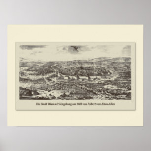 Vintag Karte   Wien-Umgebung 1683 Poster