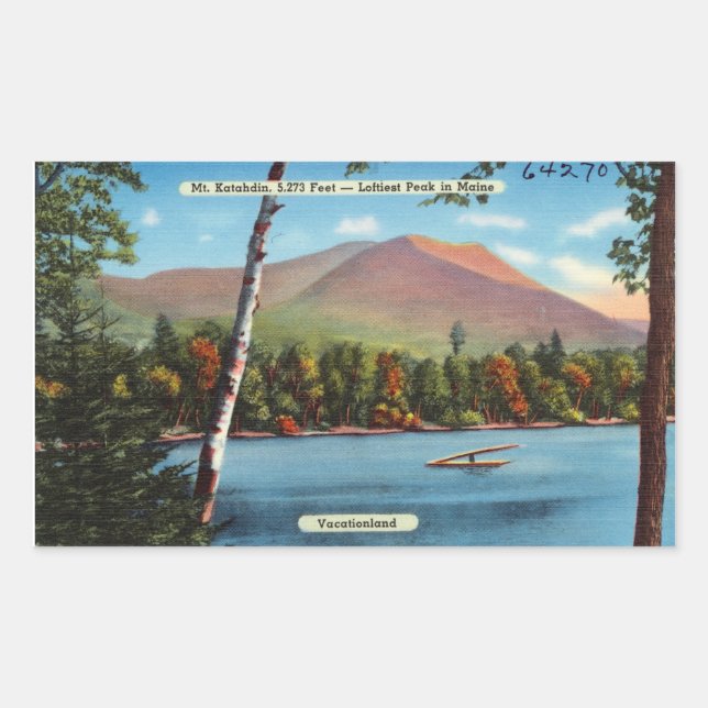 Vintag Katahdin Postcard Rechteckiger Aufkleber (Vorderseite)