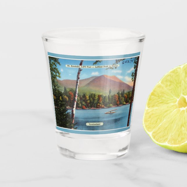 Vintag Katahdin Postcard Schnapsglas (Vorderseite)