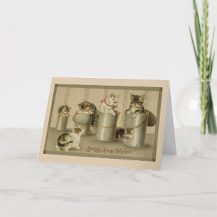 Vintag Kätzchen Weihnachtsgrüßkarte Feiertagskarte