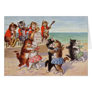 Vintag - Katzen, die zum Jazz auf dem Strand