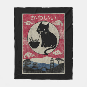 Vintag Kawaii Cat Ramen Anime Japanische Kinder Mä Fleecedecke