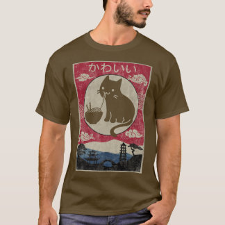 Vintag Kawaii Cat Ramen Anime Japanische Kinder Mä T-Shirt