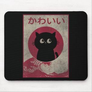 Vintag Kawaii Katze Japanisch Schwarze Anime Gift Mousepad