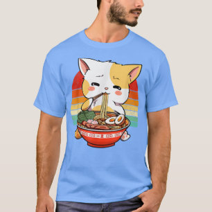 Vintag Kawaii Neko Ramen Cat Japanischer Noodle An T-Shirt