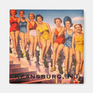 Vintag Keansburg, NJ Beach Scene - Jersey Shore Magnet