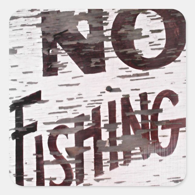 Vintag kein Fischereizeichen Quadratischer Aufkleber (Vorderseite)