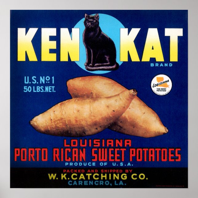 Vintag Ken Kat Porto Rico Süßkartoffeln Poster (Vorne)