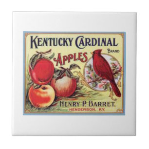Vintag Kentucky Kardinal Apples, Henry P Barret,  Fliese