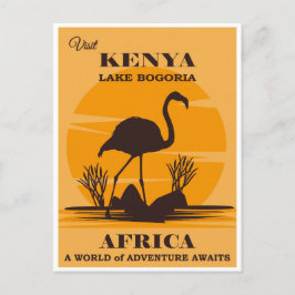 Vintag Kenya Africa Lake Bogoria Flamingo Postkarte