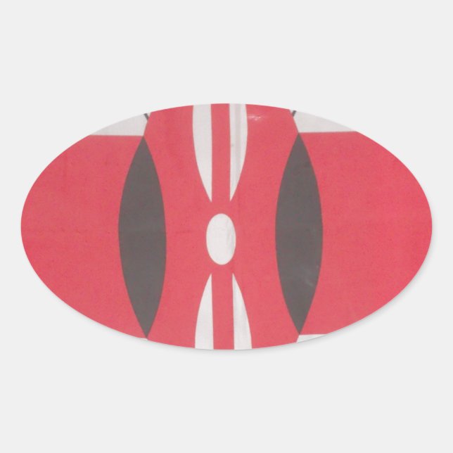 Vintag Kenya Flag Harambe Design Ovaler Aufkleber (Vorderseite)