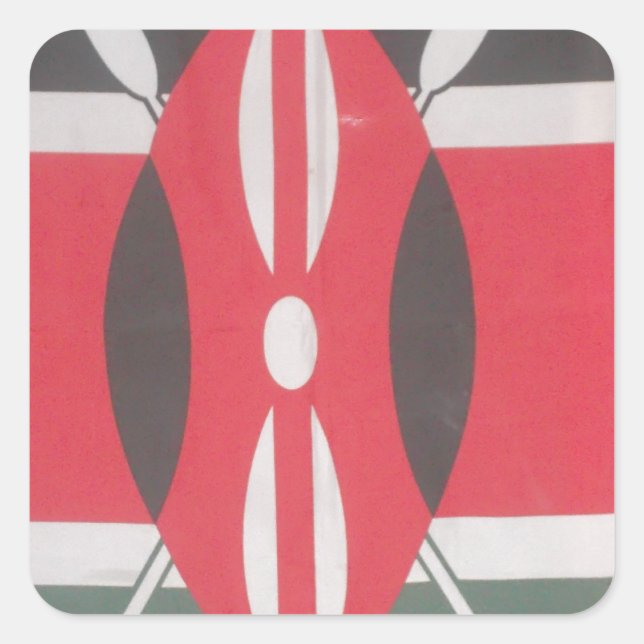 Vintag Kenya Flag Harambe Design Quadratischer Aufkleber (Vorderseite)