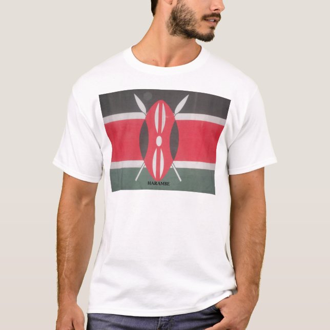 Vintag Kenya Flag Harambe Design T-Shirt (Vorderseite)