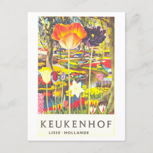Vintag Keukenhof Holland Tulip Travel Poster Postkarte