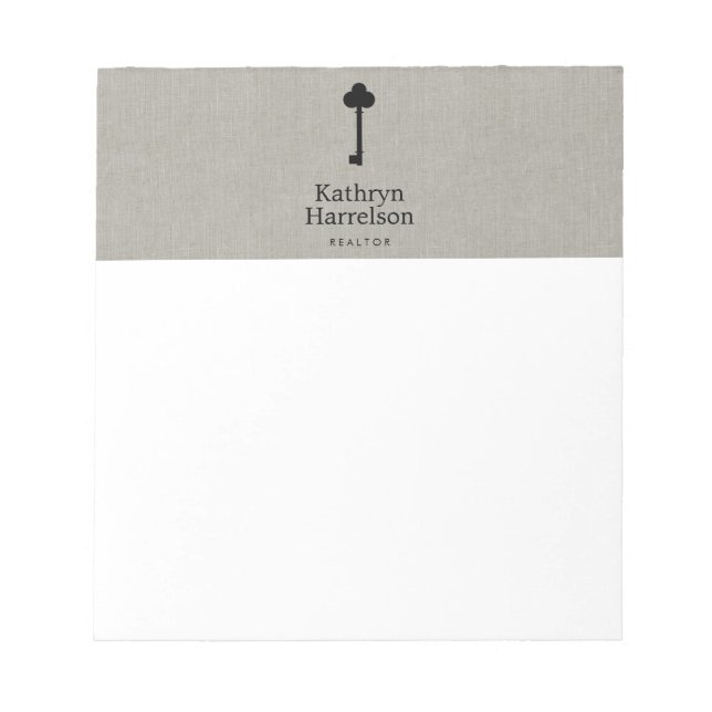 Vintag Key Realtor Real Anwesen Innenarchitekt Notizblock (Vorderseite)