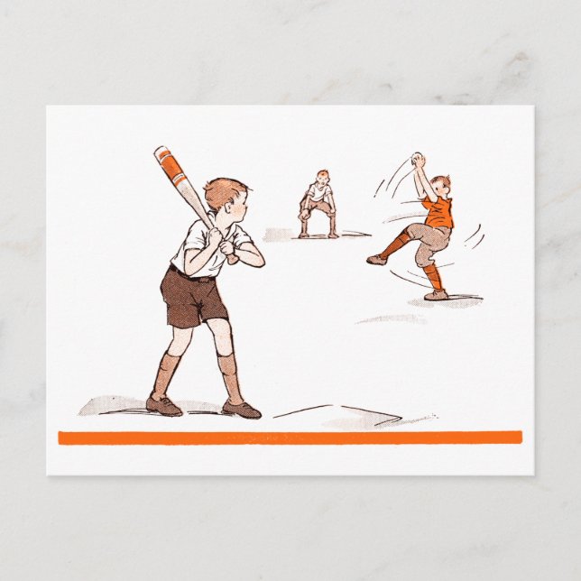 Vintag Kids Boys Baseball Game Postkarte (Vorderseite)