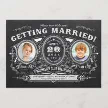 Vintag Kids Foto Hochzeit Einladungen Chalkboard