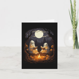 Vintag Kids Halloween Camping Lesen Lehrer Boo Karte