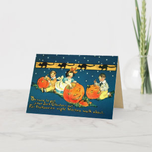 Vintag Kids Halloween Card Karte