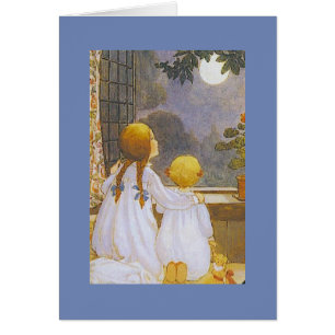 Vintag - Kinder, die auf dem Mond sitzen,