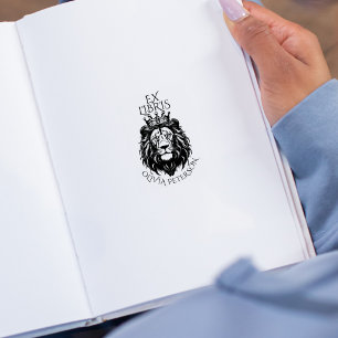 Vintag King Lion Ex Libris Library Book Gummistempel