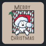 Vintag-KiniArt Westie Dog Christmas Square Sticke Quadratischer Aufkleber<br><div class="desc">Weihnachten Vintage KiniArt Westie Terrier Hundekunst von Contemporary PUP Artist,  Kim NIles. © Kim Niles,  KiniArt™ - Alle Rechte vorbehalten</div>