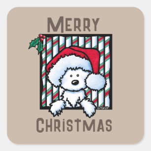 Vintag-KiniArt Westie Dog Christmas Square Sticke Quadratischer Aufkleber