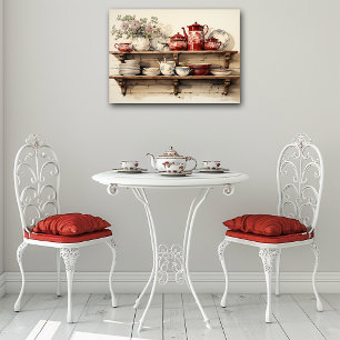 Vintag Kitchen Red Coffee Pot Sugar Creamer Poster