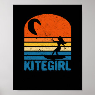 Vintag Kite Surfen Kitesurfen Kitesurfen. Poster