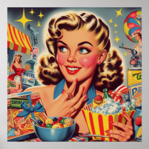 Vintag Kitsch Girl Poster