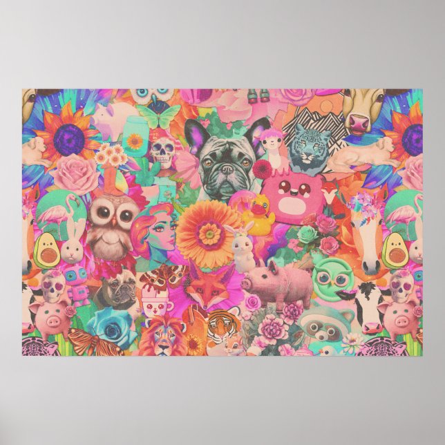 Vintag Kitschy Collage Decoupage Paper Poster (Vorne)