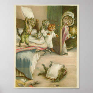 Vintag Kitten Print Poster