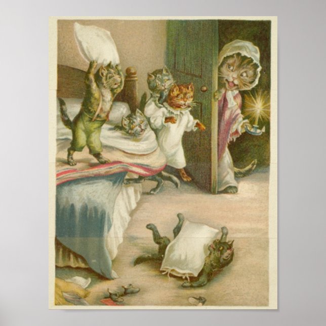 Vintag Kitten Print Poster (Vorne)