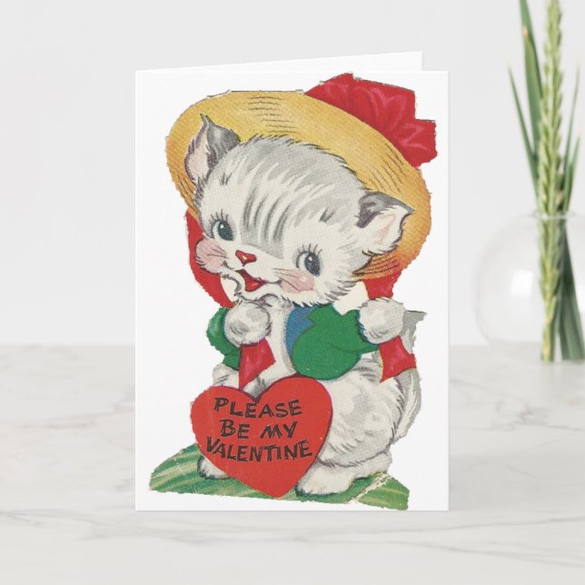 Vintag Kitten Valentine Feiertagskarte (Vorderseite)