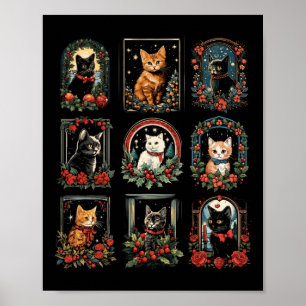 Vintag Kitten Weihnachten Katzen Mama Katze Vater Poster